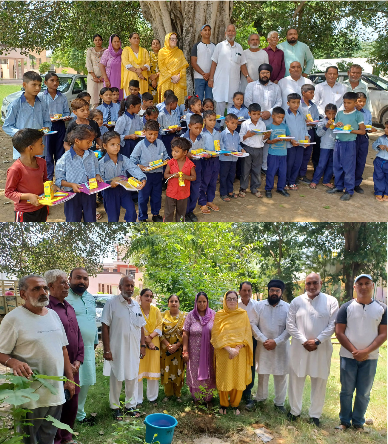 Social service organizations distributed stationery to the children of Garhi Matto School